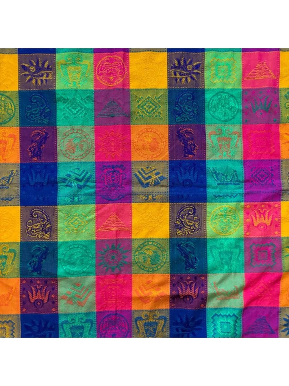 Mexican Woven Throw Colorful Aztec-Inspired Pattern Tassels 58.5 x 86 Tablecloth